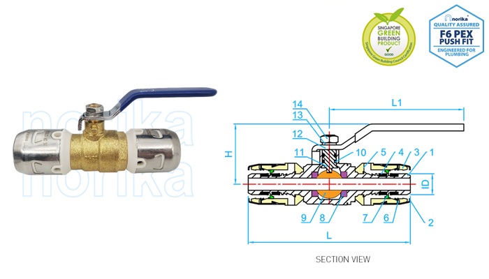 Push-Fit PEX Ball Valve<br> (Type F6)